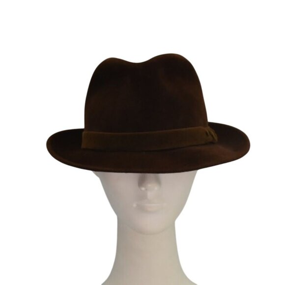 Vintage Peschel Brown Fedora Hat Mens M Wool Felt Made In Czechoslovakia - Picture 4 of 11
